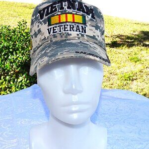 Vietnam Veteran Camo Ribbon Ball Cap Hat Strap Back
